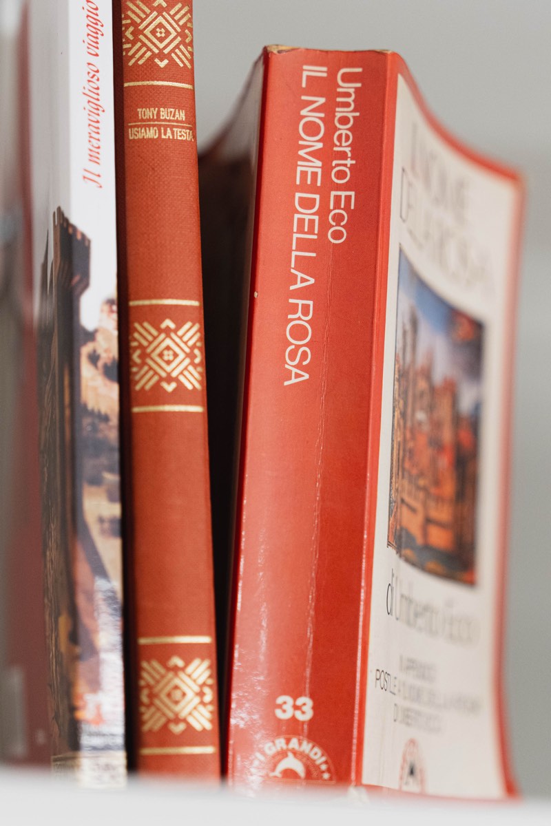 Alcuni libri sullo scaffale della sala</picture>
